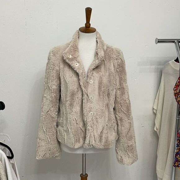 Blossom & Flower faux fur cream sand jacket coat small medium large - Picture 1 of 5
